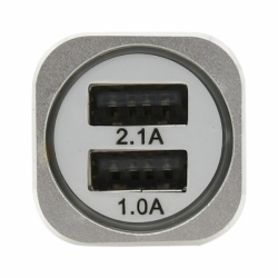 Zástrčka 12/24V 2xUSB 5V (1,0+2,1A) METAL