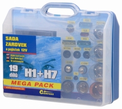 Žárovky 12V servisní box MEGA H1+H7+pojistky