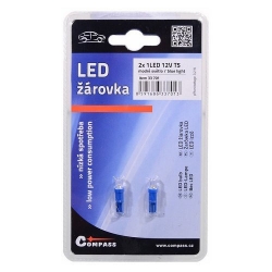 Žárovka 1LED 12V T5 modrá 2ks