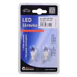 Žárovka 1LED 12V T10 bílá 2ks