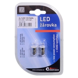 Žárovka 1LED 12V Ba9s bílá 2ks