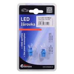 Žárovka 1LED 12V B8,5d modrá 2ks