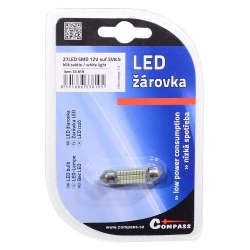 Žárovka 27 SMD LED 12V suf. SV8.5 38mm bílá