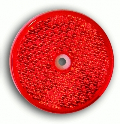 Odrazka 60mm kulatá s otvorem a samolepkou červená