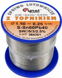 Cín (pájka) pájecí 1,5mm, 250g Sn60Pb40