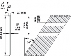 Hřebíky nastřelovací 1,84 x 38 mm 34° 1000ks