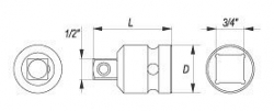 Nástavec adaptér 3/4